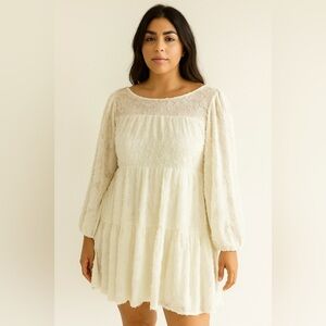 Textured Lace Long Sleeve Dress